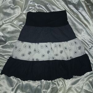 Black & White Coquette Fairy Fairycore Whimsygoth Twee Aesthetic Peasent Skirt